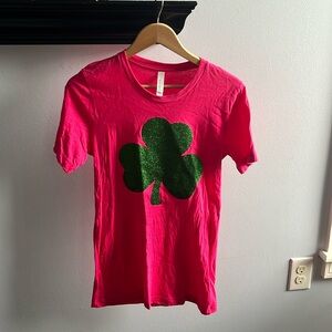 Hot Pink Glitter Shamrock Tee